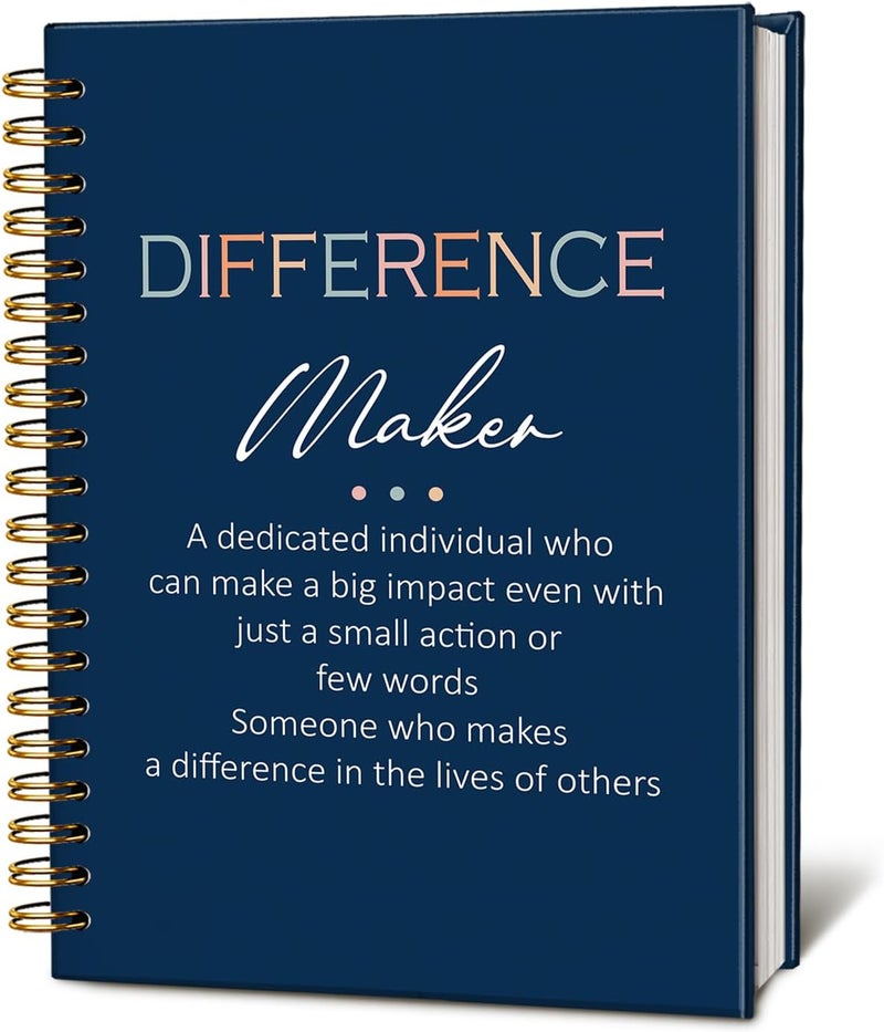 WLIANG Difference Maker Gift Notebook Journal, Appreciation Gifts for Coworkers Teacher Mentor Boss Coach, Coworker Gifts, Thank You Gifts for Women Men Spiral Notebook 5.5x8.3 Inch(Navy blue) - Image 1